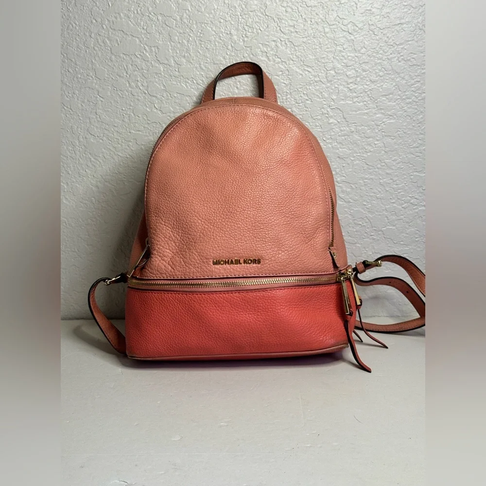 Michael Kors Adina Leather Backpack Grapefruit Color